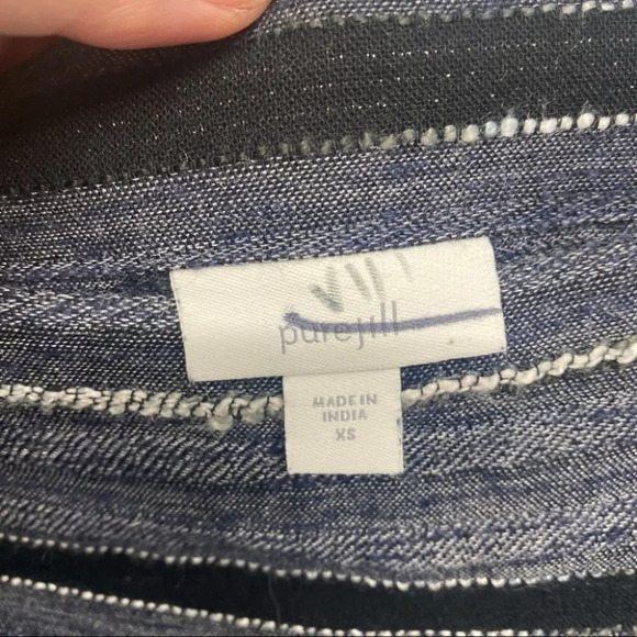 J Jill Pure Textured Striped Blouse Navy Cotton Blend XS - Picture 3 of 6